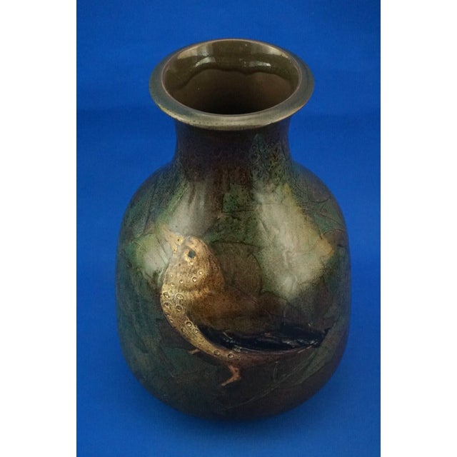 Black Futurist Majolica Ceramic Vase with Bas-Relief Bird by Bruno Baratti, Italy, 1920s For Sale - Image 8 of 18