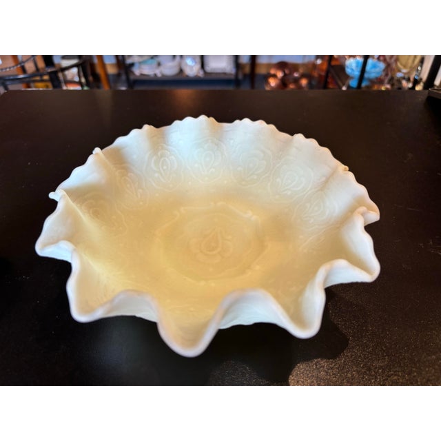 Fenton Uranium Custard Persian Medallion Bowl For Sale - Image 10 of 12