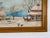 Charming 1971 folk art winter farm scene signed Constantine. The painting captures a nostalgic snowy homestead: a log...
