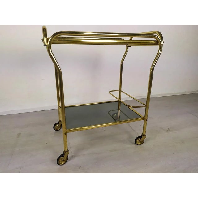 Vintage Gold Brass Bar Cart, 1960s For Sale - Image 4 of 17