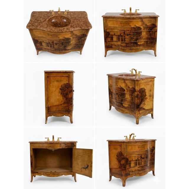 Grand Tour 2001 Custom Evans & Brown Hand-Painted Bombé Vanity For Sale - Image 3 of 7