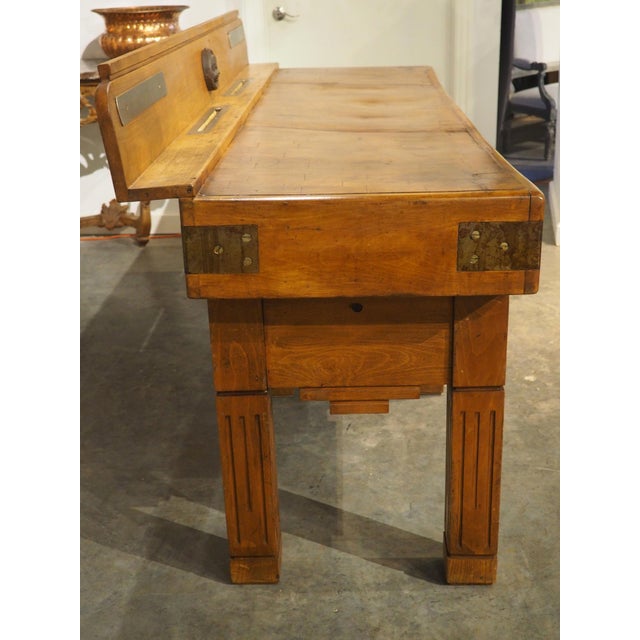 Antique French Double Butcher Block Table With Iron Mounts, Circa 1920s For Sale In Dallas - Image 6 of 18