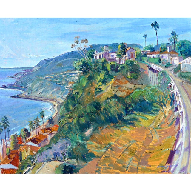 Pacifiic Palisades Oil Painting of Tramento Drive, Los Angeles, California For Sale - Image 4 of 7