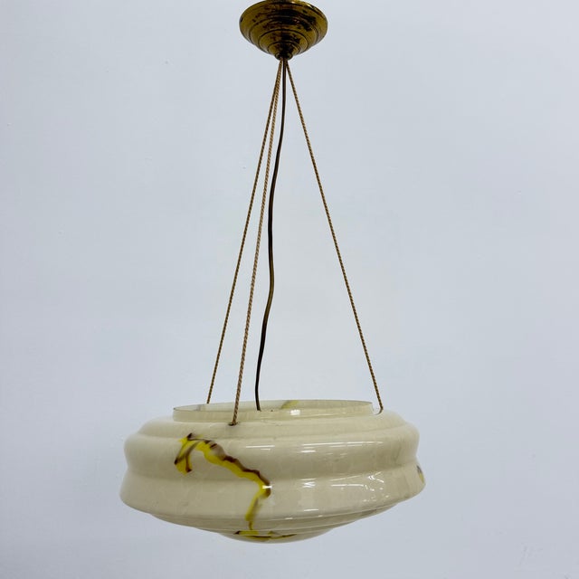 Art Deco Glass Hanging Lamp, 1950s For Sale - Image 10 of 18