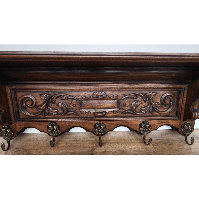 Vintage French Coat Rack in Oak For Sale - Image 5 of 10