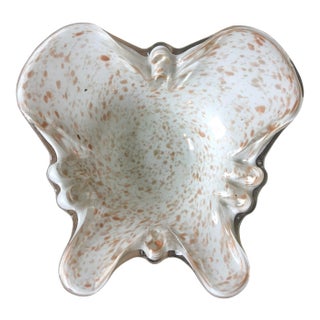 Mid Century Fratelli Toso White Gold Butterfly Catchall Dish For Sale