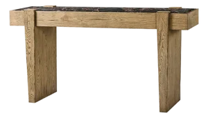Modern Rustic Oak and Marble Console Table