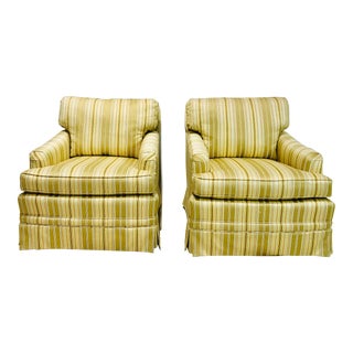 Vintage Mid Century Era Striped Club Chairs - a Pair For Sale