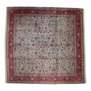 Vintage Tabriz Square Carpet 11'9" X 11'10" For Sale