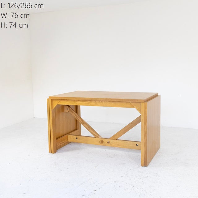 Brown Italian Extendable Ash Wood Table, 1960s For Sale - Image 8 of 9