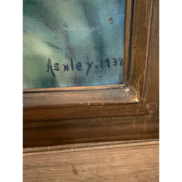 Vintage 1938 Floral Still Life Oil Painting, Signed Ashley, in Gilt Wood Frame For Sale - Image 6 of 16