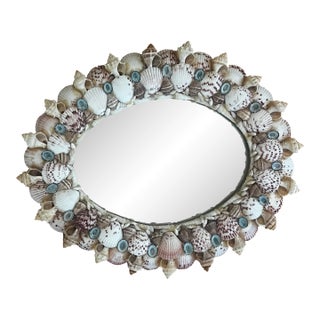 Vintage Oval Seashell Mirror For Sale
