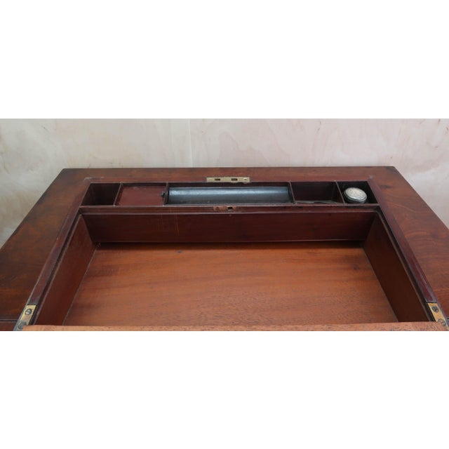 Large Antique English Campaign Brass-Mounted Writing Box, 1840s For Sale - Image 10 of 12