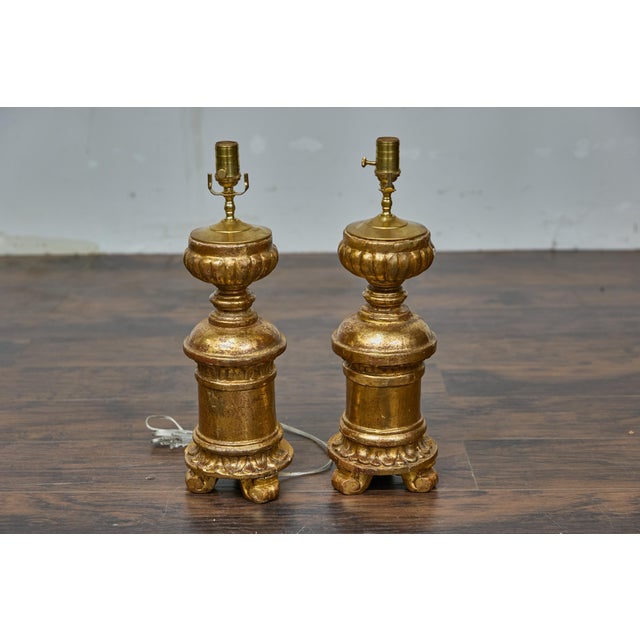 19th Century French Baroque Revival Giltwood Fragments Made into Lamps - a Pair For Sale In Atlanta - Image 6 of 12