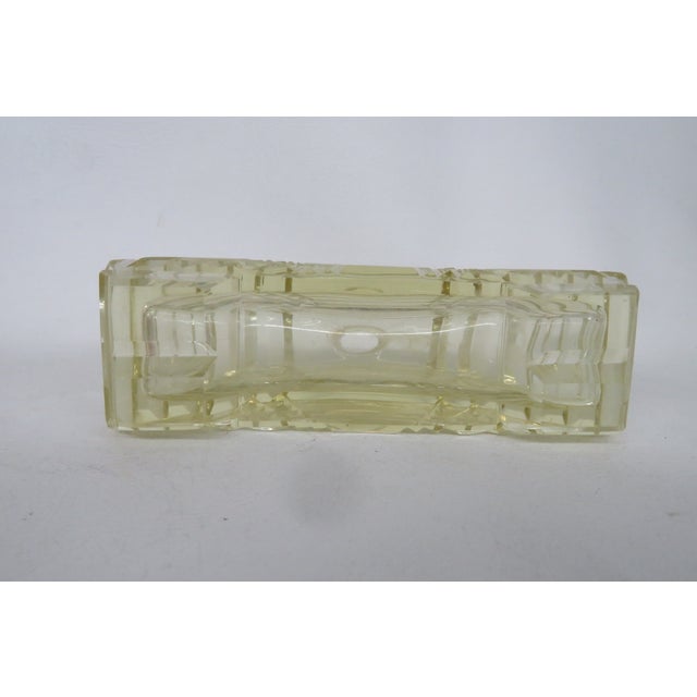 Czech Perfume Bottle Yellow Glass With Deer Stopper Art Deco Empty Cologne 4779b For Sale - Image 11 of 12
