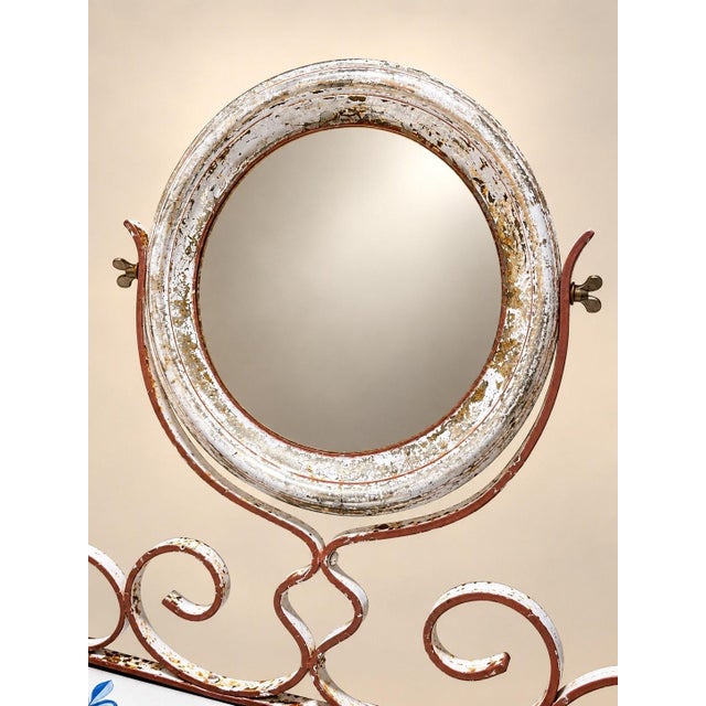 Napoleon III Dressing Table in Wrought Iron and Enamel Fleur-De-Lis Decoration For Sale - Image 4 of 6