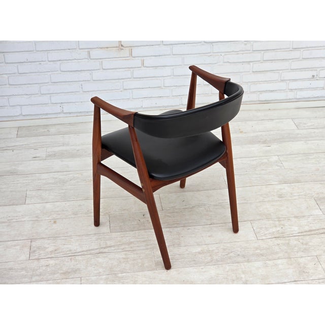 Danish Armchair in Teak Wood and Black Artificial Leather, 1960s For Sale - Image 11 of 13