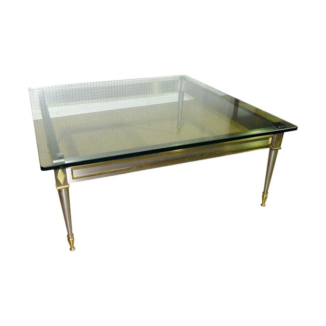 Rare Square Steel Brass French Directoire John Vesey Style Coffee Cocktail Table For Sale - Image 11 of 11