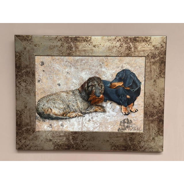 Plat. Victor, Dachshunds, 1960s, Oil on Canvas, Framed For Sale - Image 14 of 18