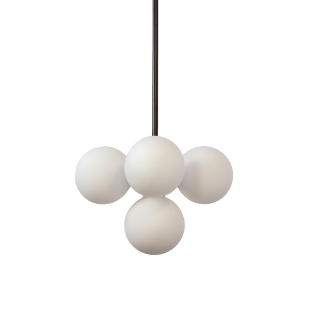 Not Yet Made - Made To Order Bunch Pendant, Black, 56in H, Modern, 5 Inch Glass Globes, by Research.Lighting, Modern, Minimal Hanging Light For Sale - Image 5 of 8
