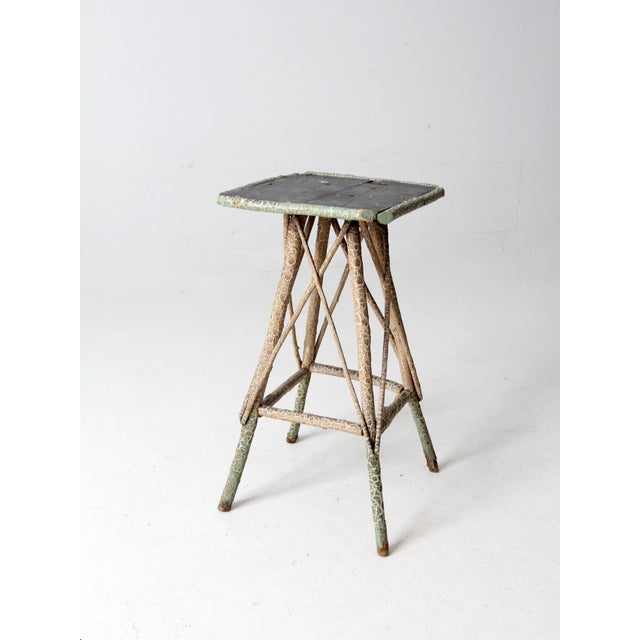 Green Antique Folk Art Twig Table For Sale - Image 8 of 12