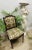 A exquisite pair of Louis XVI accent Chairs newly upholstered in a beautiful olive green with a gold border, the chairs...