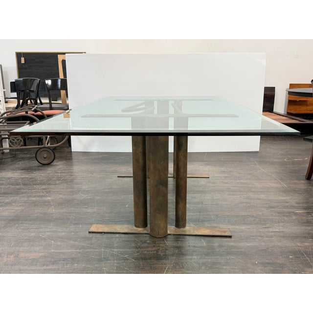 Bespoke Glass + Sculptural Base Dining Table For Sale - Image 4 of 12