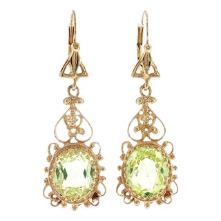 Mid-Century Victorian Revival Lab Grown Sapphire Drop Earrings For Sale