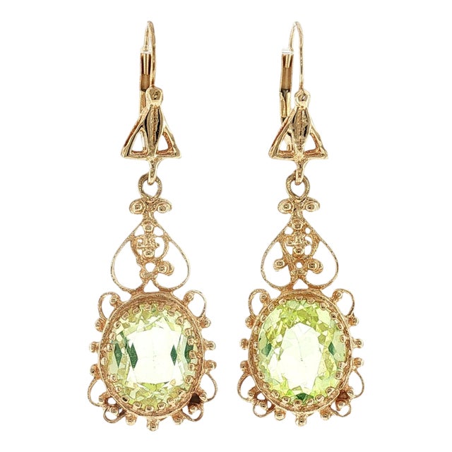 Mid-Century Victorian Revival Lab Grown Sapphire Drop Earrings For Sale