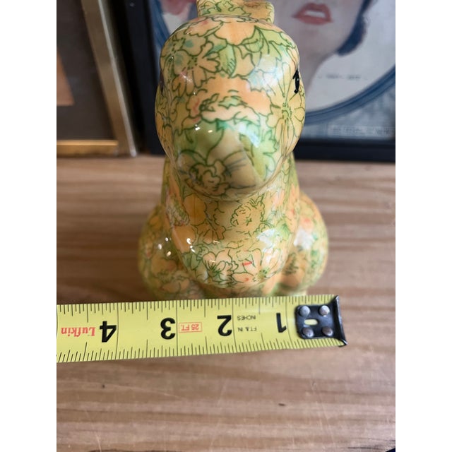 Yellow 1970s Decoupage Ceramic Floral Bunny Sculpture For Sale - Image 8 of 8