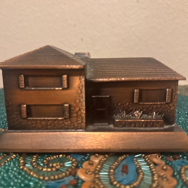 Mid-Century Modern Cast Metal Split-Level House Sculptural Object For Sale - Image 4 of 12