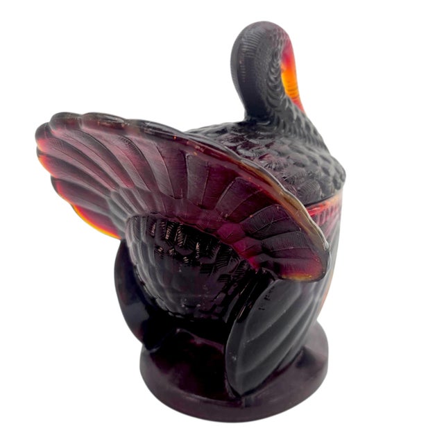 VTG Le Smith Glass Turkey Candy Dish in Deep Amberina Ruby Red – 7.75" For Sale - Image 4 of 11