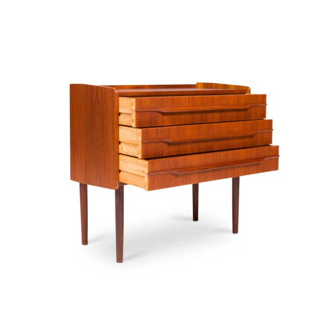 Vintage Danish Mid-Century Teak Three Drawer Chest For Sale - Image 4 of 10