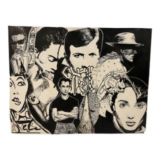 Vintage Original Ink Drawing by Evan Skladany For Sale