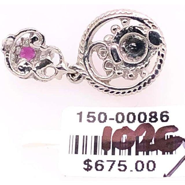 14 Karat White Gold Ruby Drop Dangle Earrings For Sale - Image 4 of 10