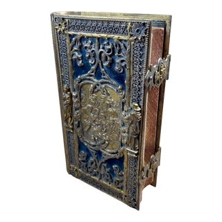 Antique Prayer Book With Elaborate Gothic Metal Cover For Sale
