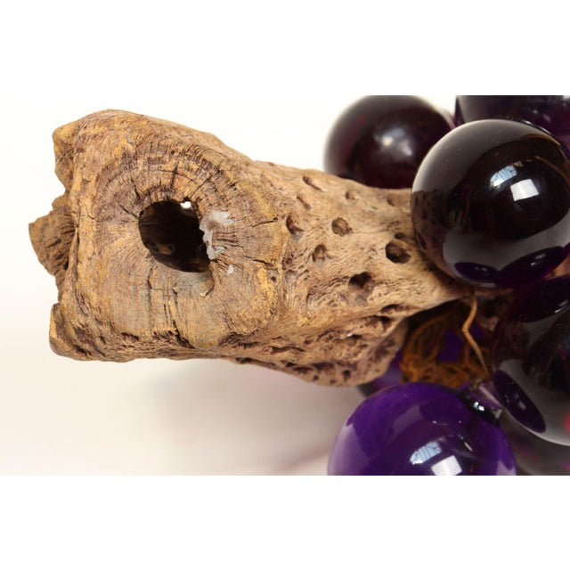 Mid-Century Modern Purple Lucite Acrylic and Driftwood Grape Cluster Centerpiece For Sale - Image 13 of 14