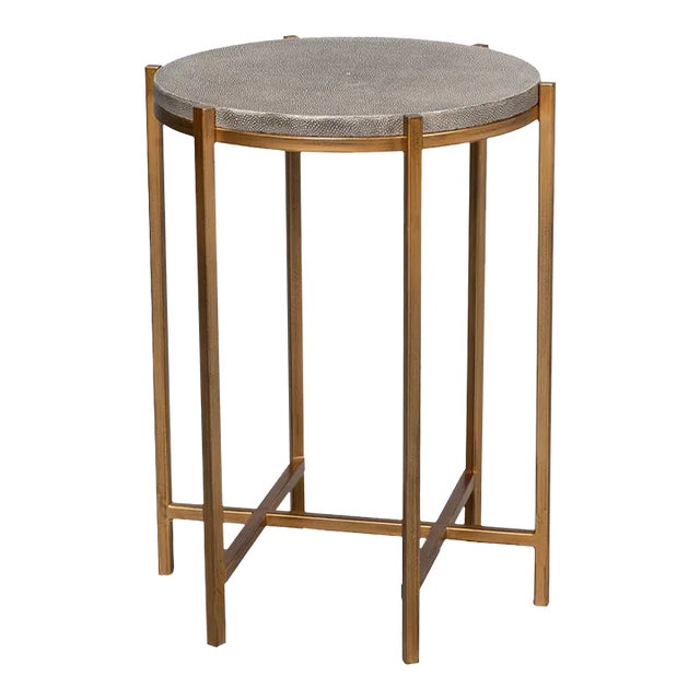 Gray Leather Top Accent Table For Sale