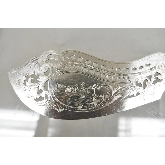 Antique English Victorian Silver Plated Figural Fish Service Fork Knife Set For Sale - Image 4 of 11
