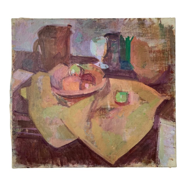 1960s Kaspar Ilg Oil on Canvas Kitchen Scene Still Life For Sale