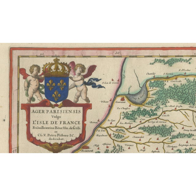 Antique Hand-Colored Map of Paris and Île-De-France from Blaeu, 1642 For Sale - Image 4 of 11
