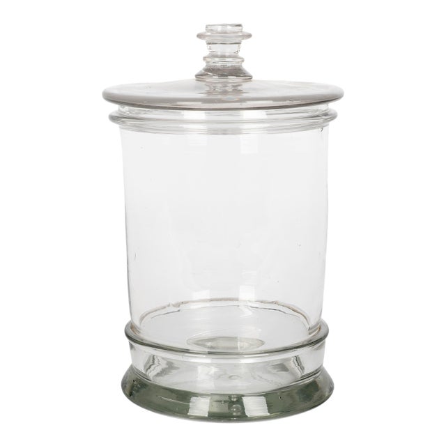 Vintage French Glass Apothecary Jar or Canister, Circa 1950s For Sale