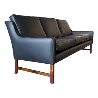 Fredrik Kayer, Vatne, Model 965 Sofa, Rosewood, Leather, Norway, 1960s For Sale
