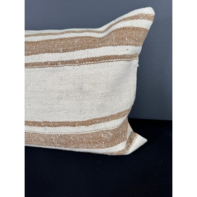 Turkish Hemp Pillow Cushion Natural Beige Brown Pillow Cushion Cover 16" x 24" For Sale - Image 4 of 4