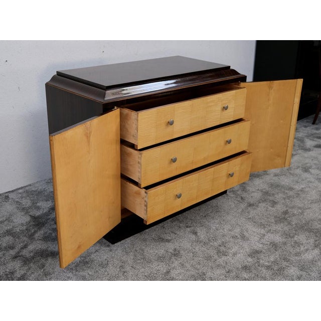 Vintage Art Deco Chest of Drawers with Geometric Veneer, 1930s For Sale - Image 6 of 12