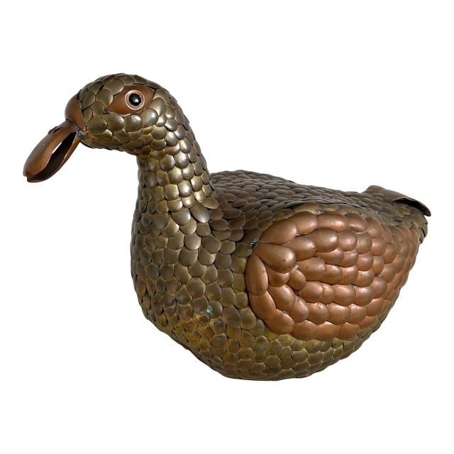 Large Sergio Bustamante Style Vintage Metal Sitting Duck For Sale