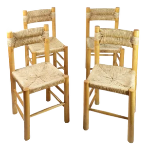 Dordogne Side Chairs attributed to Charlotte Perriand for Robert Sentou, 1960s, Set of 4