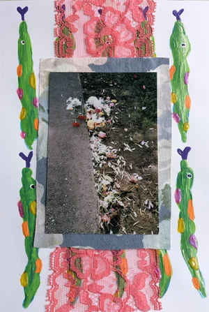 Contemporary Abstract Mixed-Media Floral Lace Collage by Frances Sousa