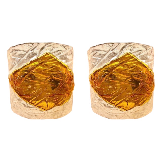 Murano Glass Wall Lights attributed to Mazzega, Italy, 1970, Set of 2 For Sale