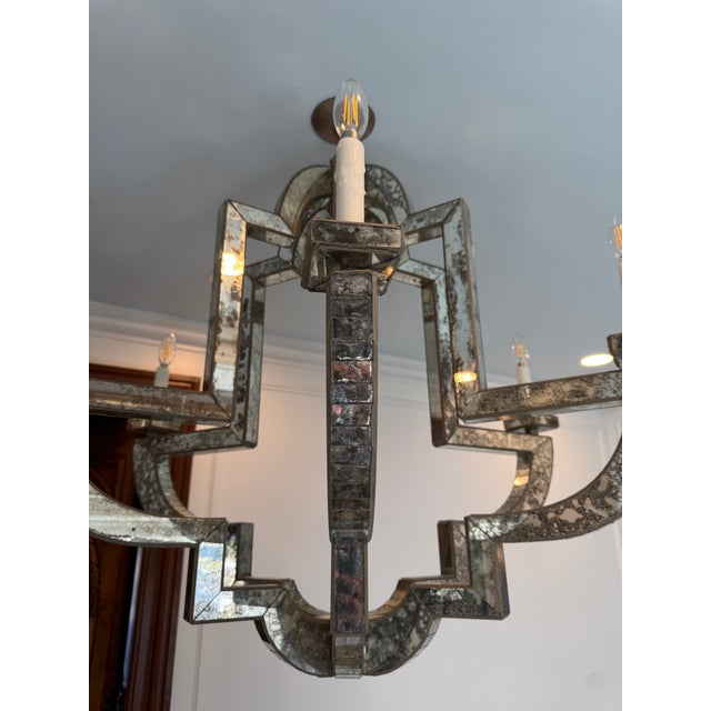 Niermann Weeks Lido Antiqued Mirror Chandelier – 6 Light – 38” Diameter For Sale In Chicago - Image 6 of 18